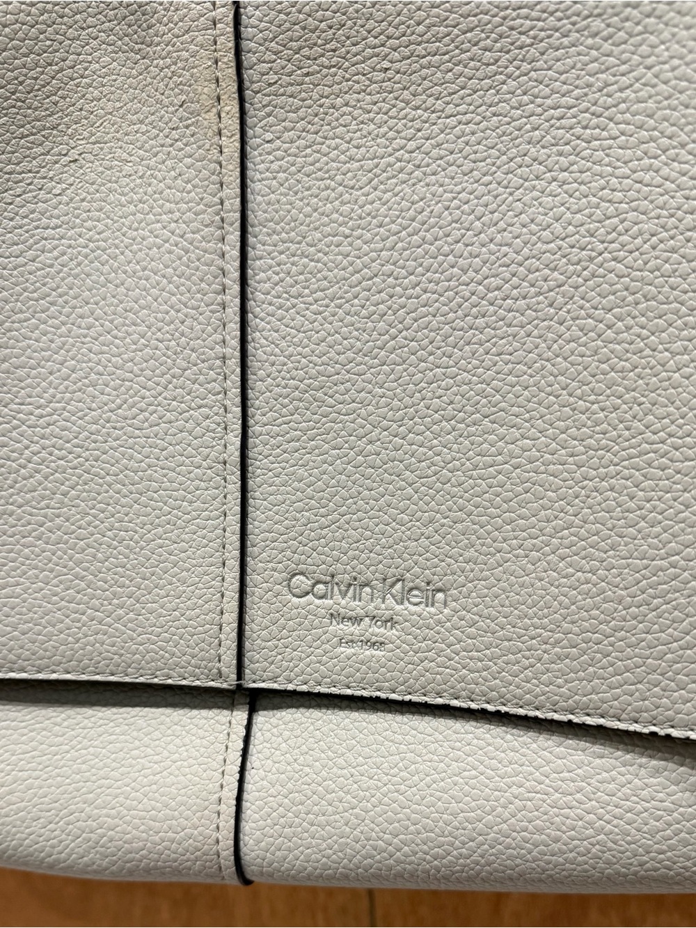Calvin Klein Pebbled Leather Tote in Pale Gray